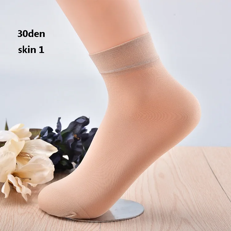20 шт = 10 пар/Лот летние женские сексуальные ультратонкие эластичные шелковые носки женские бархатные короткие шелковые носки женские черные нейлоновые тонкие носки - Цвет: skin 1