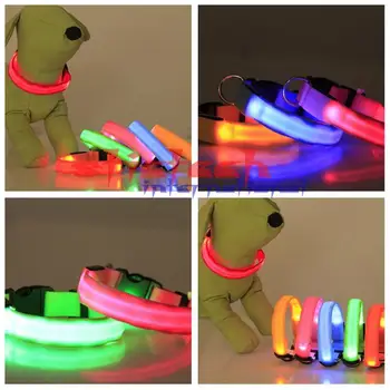 

by dhl or ems 100pcs Nylon Pet LED Dog Collar Night Safety LED Flashing Glow LED Pet Supplies Dog Cat Collar Small Dogs Collars
