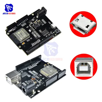 

CH340 WeMos D1 R32 Mini ESP32 WIFI Bluetooth Development Board for Arduino UNO R3 WeMos TTGO with Type-B/Micro USB Adapter 5-12V