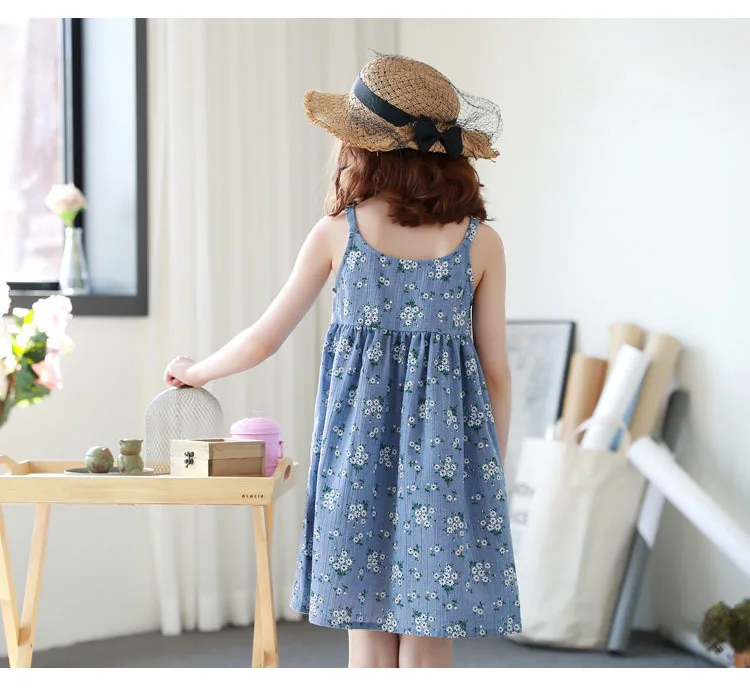 little teenage girls cute dress floral printed kids sundress sleeveless kids princess dress summer 2017 children dress clothing (10)