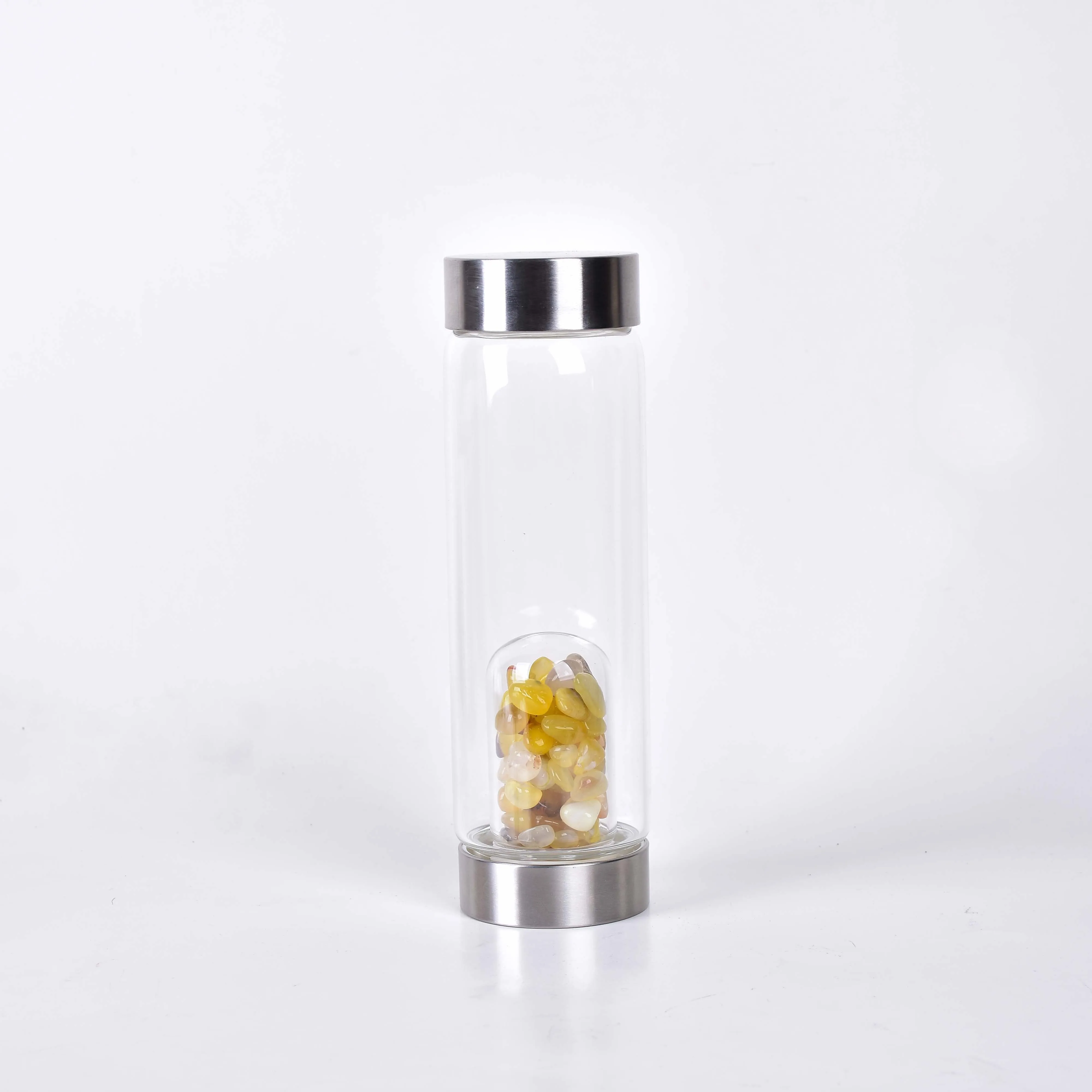Продукт старт торговля натуральный кварц неравномерность Роза кристалл гравий бутылка стеклянная вода гравий чашка подарок - Цвет: yellow agate