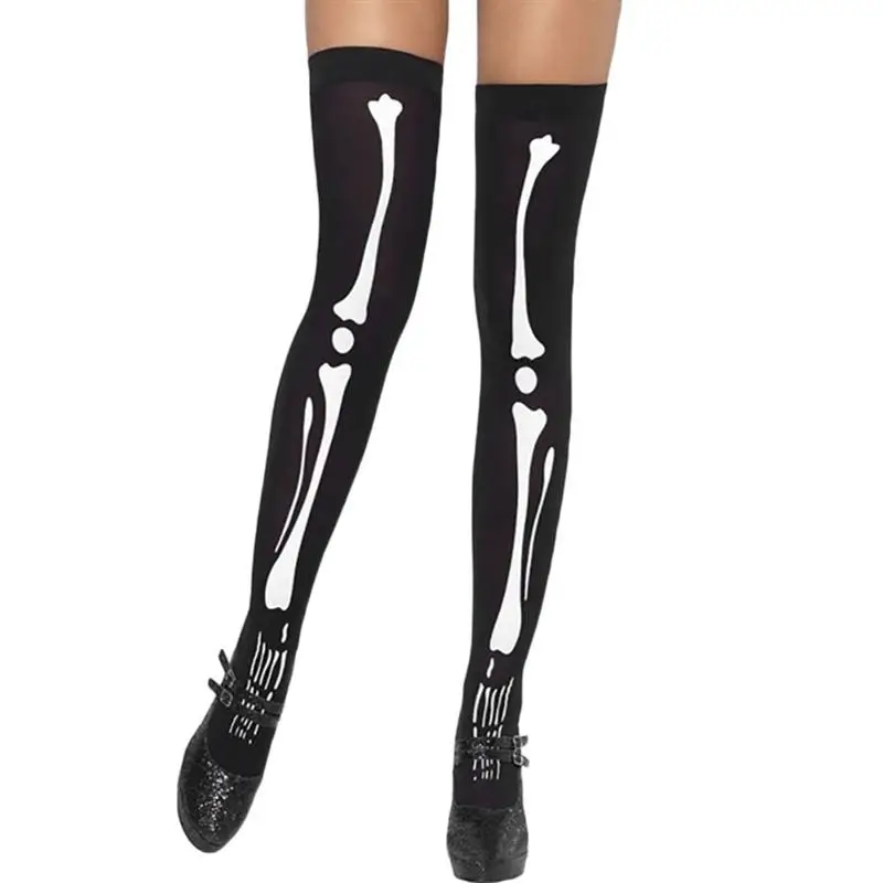 Halloween Skeleton Knee High Socks Bone Long Socks for Cospaly