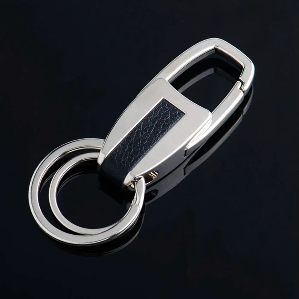 BLACK GENUINE PANTS LEATHER MENS KEYCHAIN KEY CHAIN FOB W BELT LOOPS BUCKLE CLIP