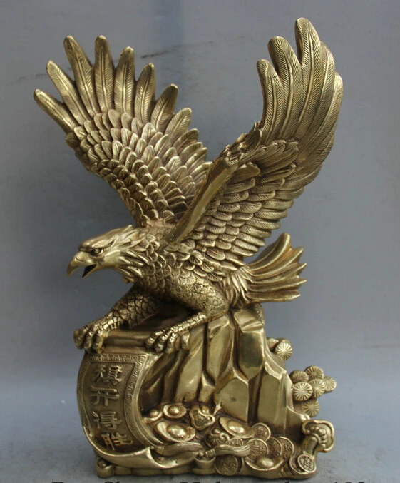 

zhaomeirui49++18" China Brass Wealth eagle king of birds triumphant in the first battle Statue