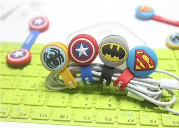 

100pcs/lot Superman, Batman Headphone Earphone Cable Wire Organizer Cord Holder USB Charger Cable Winder For iphone samsung MP3