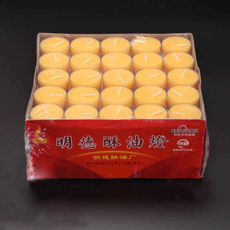 

100 Pieces/Box Butter Lamp Candles, Tea-Light Candles,Size 3.8x1.6cm, With 5 Hours Burning Roughly, Two Colors, Buddha Supplies