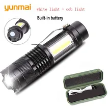 Yunami Usb Перезаряжаемый 3800lm Q5+ cob светодиодный фонарик портативный Встроенный 14500 Batery мини Zoom фонарь Водонепроницаемый в жизни фонарь