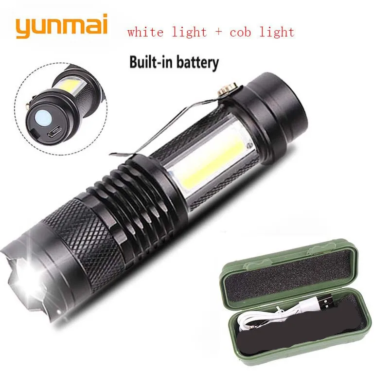 

Yunami Usb Rechargeable 3800lm Q5+cob Led Flashlight Portable Built-in 14500 Batery Mini Zoom Torch Waterproof In Life Lantern