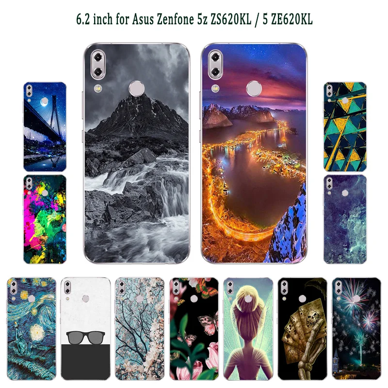 

for Asus Zenfone 5z ZS620KL / Asus Zenfone 5 ZE620KL Phone Case Soft Silicone for Asus ZS620KL Cover City Life Painted Capa