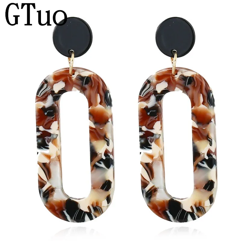 

New Fashion Geometric Pattern Acrylic Earring for Women Jewelry Colorful Circle Statement Drop Earring Female Gift Oorbellen 838