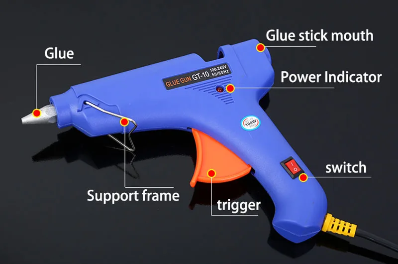 80 Вт/100 Вт термоклеевой пистолет с 11 мм клеевой палкой промышленные мини пистолеты термоэлектрический тепловой температурный инструмент+ 10 шт. клеевые палочки