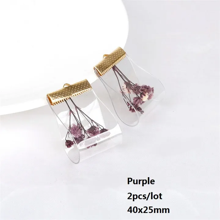 11  2pcs PVC Dried Flower Pendant For Hand Made Diy Earrings Necklace Jewelry Marking Stud Earrings Ear Clip Jewelry Accessories