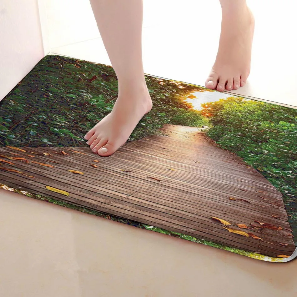 Деревянный дорожный Стиль Коврик для ванной комнаты, смешной Противоскользящий коврик для ванной, занавески для душа s аксессуары, соответствующие вашей душевой занавеске