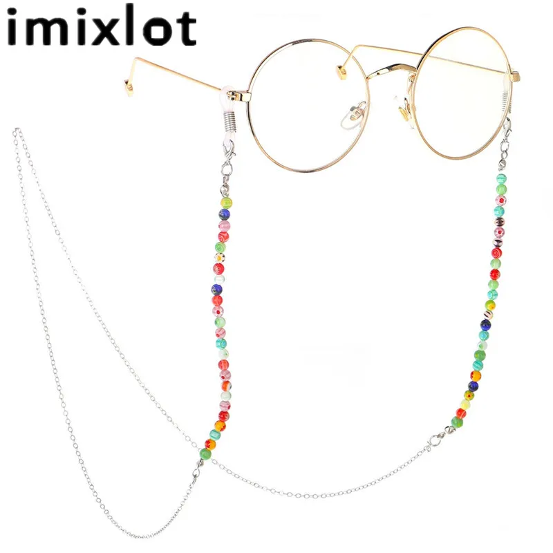 Imixlot Новый дизайн красочные стеклянные бусины солнцезащитные очки es Lanyard ремешок