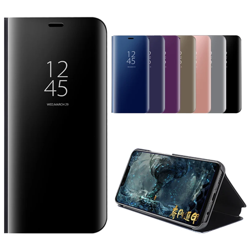 F For iPhone XS Max Case Flip Mirror Stand Phone Cover For