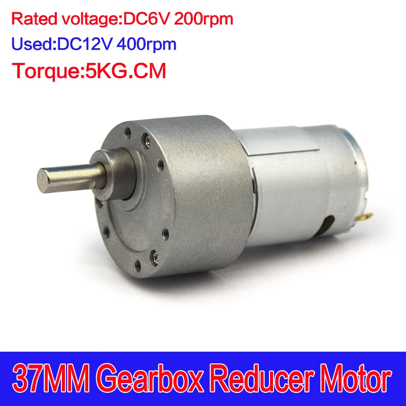 

37GB Gears Motor 37MM DC 12V 400RPM /6V 200RPM Motor 395 High Torque Gear Box Motor 3V 6V 12V DC Brush Motor NO-Brushless