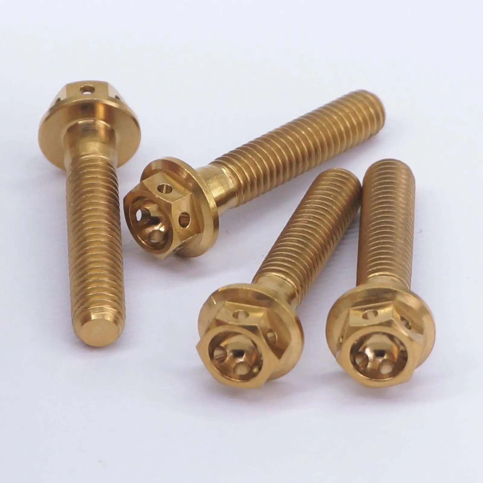 LOT 4 M6x1x30mm Golden GR5 Titanium Motorcycle Flange Screw Bolts Hex