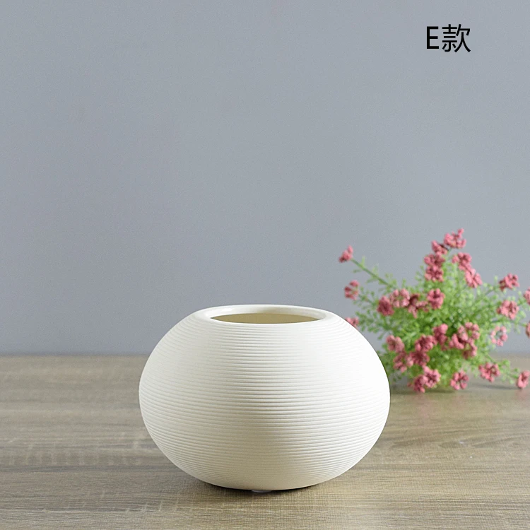Керамическая ваза, ваза для цветов для дома, фурнитура с моделью, декор для комнаты, стильная ваза для сухих ясеней, 5 форм, 3 цвета S - Цвет: E 14x10x6cm