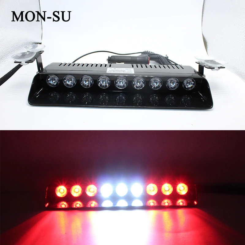 

MON-SU 1 Set 9LED Strobe Light Car Flash Signal Emergency Fireman Police Beacon Warning Light S1 Spotlight Red Blue White Yellow
