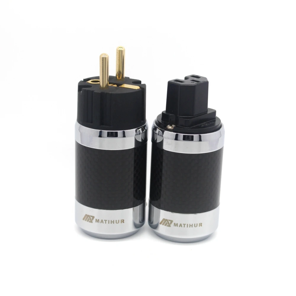 

Pair version MATIHUR Carbon Fiber Gold Plated IEC EU Schuko Power plug New