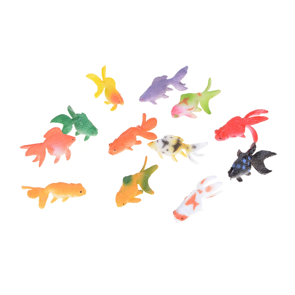 12pcs Plastic Goldfish Model Set Colorful Simulation Goldfish Mini Animal Toys 