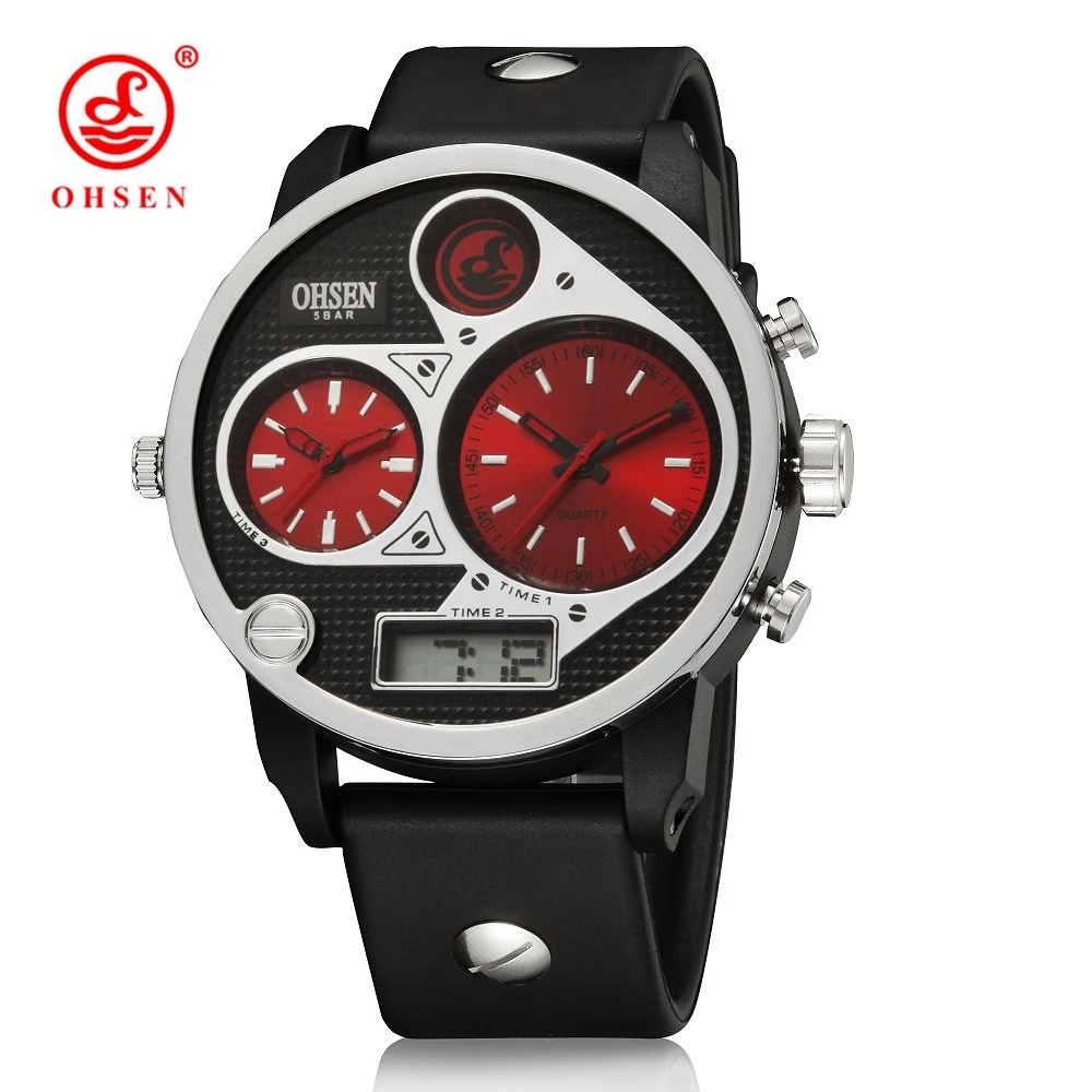 

OHSEN Fashion Luxury Top Brand High Quality Quartz Man Watches Water Sports Multiple Watch Faces Display Casual Wrist Hands