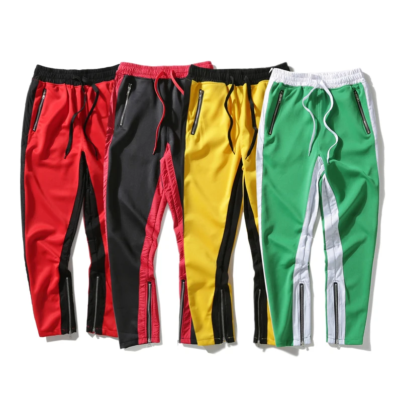 

Summer Fashion Men Casual Pants Elastic Waist Loose Fit Ankle Zipper Hip Hop Pants Streetwear Spliced Designer Sweatpants Men