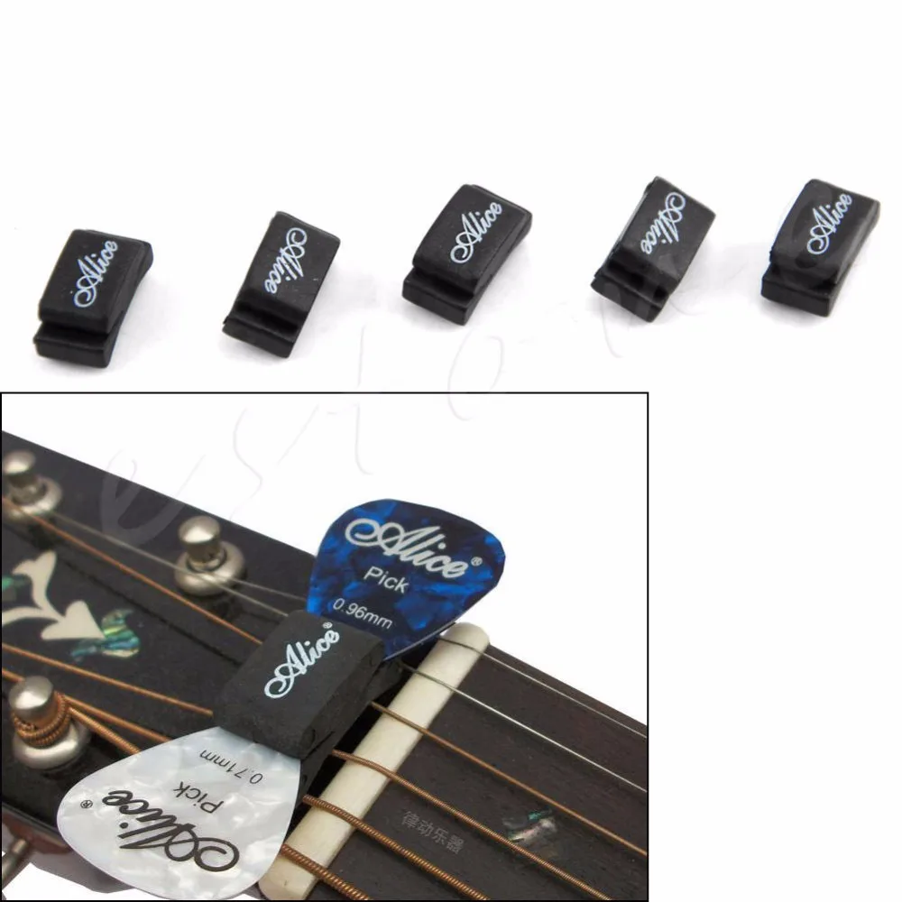 

New 5pcs Rubber Pick Holder Fix on Headstock for Guitar Bass Ukelele Black L15