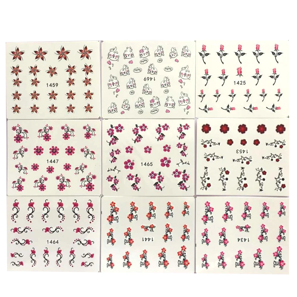 50 листов Цветочная лоза смешанные наклейки для дизайна ногтей переводные наклейки с водой Цветочные наклейки для дизайна ногтей переводные наклейки для тату красота декор для ногтей XF1422-1469