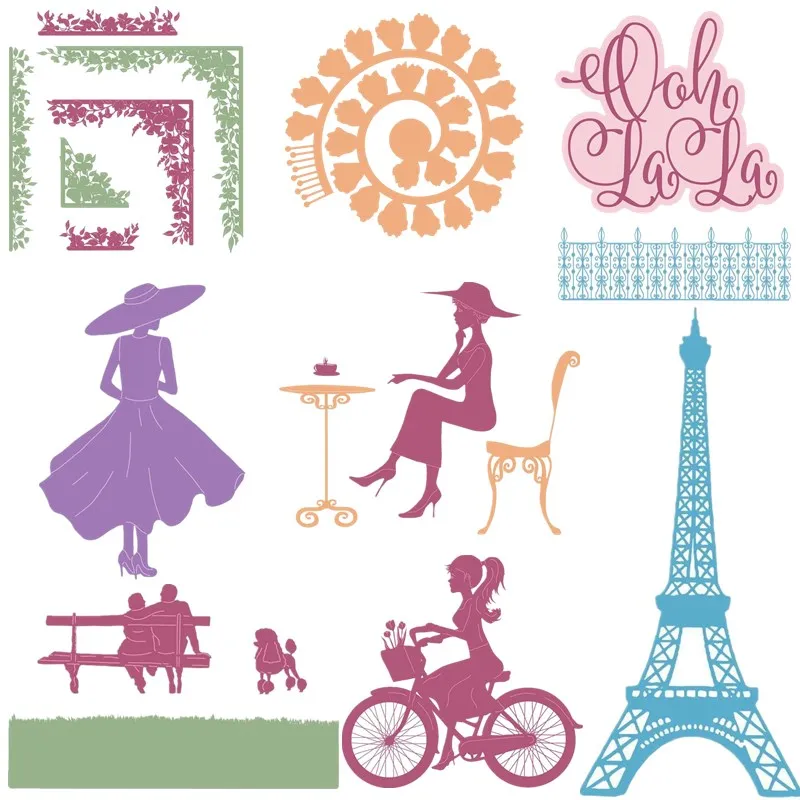 

Girl Flower Desk Dog Metal Cutting Dies Stencils For DIY Scrapbooking Photo Album Decorative Embossing Cards Craft Die Cuts 2019