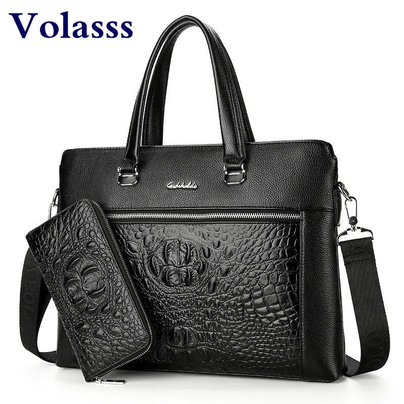 

Black Men Briefcase Handbags Business Leather Bag Mens Shoulder Messenger Bags Office Work Handbag 14" Laptop Bags Sacoche Homme