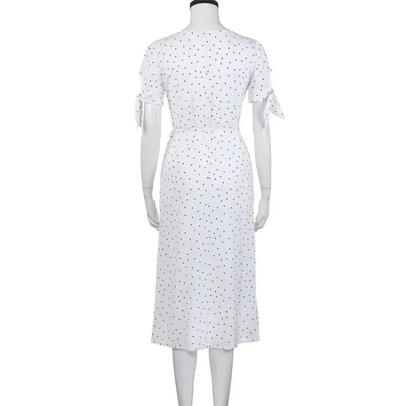 NEW Fashion summer dress 2018 V Neck Short Sleeve Boho Long Maxi Pokla Dot Evening Party Beach Dress vestido de festa Y03#N (5)