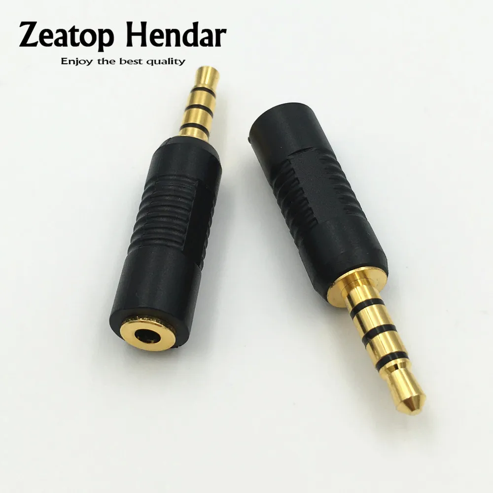 1Pcs New Type Gold 2.5mm 4Pole Female to 3.5mm 4Pole Male Audio Stereo Plug 2.5mm to 3.5mm F/M