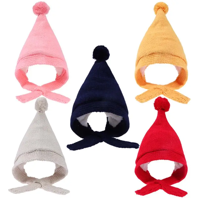 

Baby Winter Hat Elf Pattern Boy Girl Cotton Hat Knitted Cap Baby Warm Fleece Caps Thick Hats For Infant Newborn Photography Prop