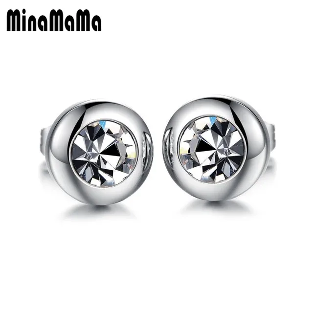 2pcs Hot 316l Surgical Stainless Steel Earring Round Clear Crystal 2pcs Hot 316l Surgical Stainless Steel Earring Round Clear Crystal Stud Earrings For Women Men Punk