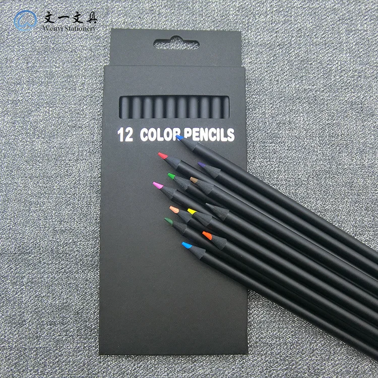 

BLINGIRD 12 Colors/box Black Sketch Wood Color Pencil Eco Material Drawing Professional Grade Drafting Supplies