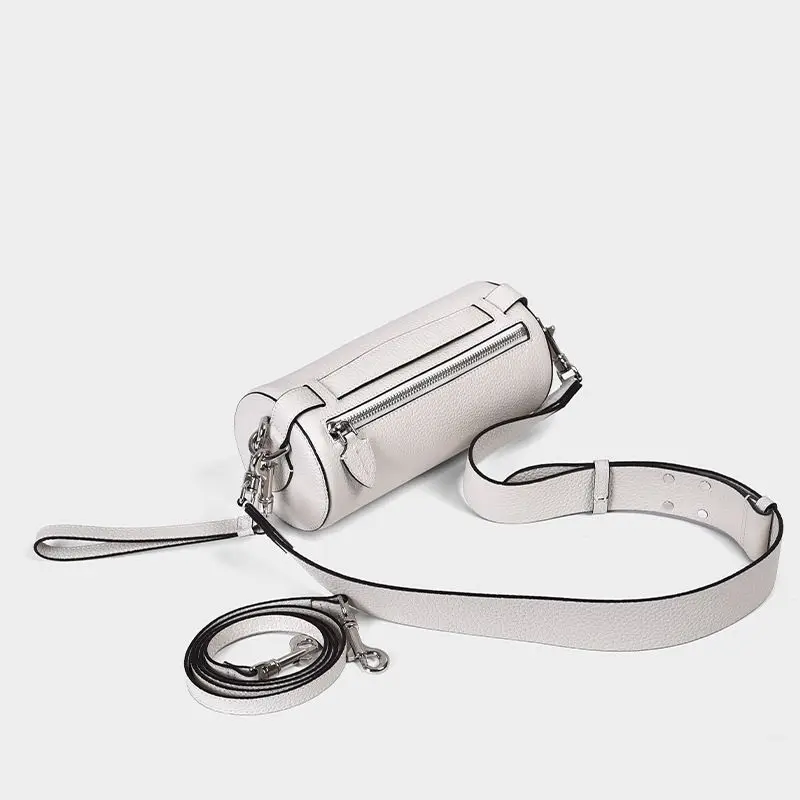 

LOEIL Autumn and winter leather cylinder bag female 2018 new cowhide round shoulder slung small bag portable