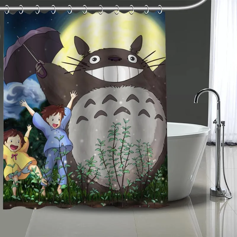 Пользовательские Tonari no Totoro печатные занавески для душа Ванная комната Водонепроницаемый Полиэстер моющийся домашний для ванной Декор занавески s с крючками - Цвет: 7