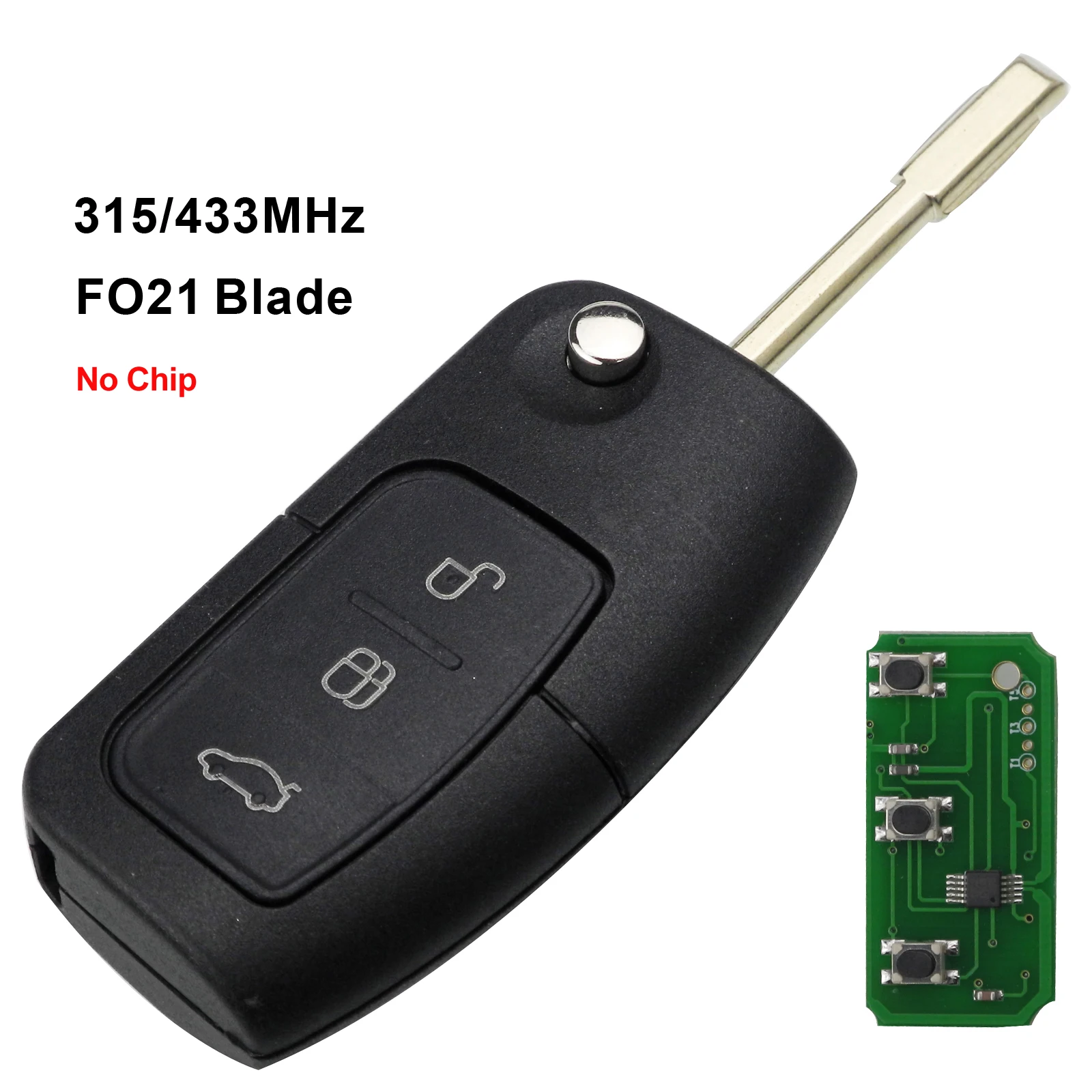 Jingyuqin 3 кнопки дистанционного ключа автомобиля 433/315MHz 4D63 4D60 для Ford Focus Mondeo Galaxy Fiesta C Max S Max FO21 откидной складной ключ - Количество кнопок: No chip