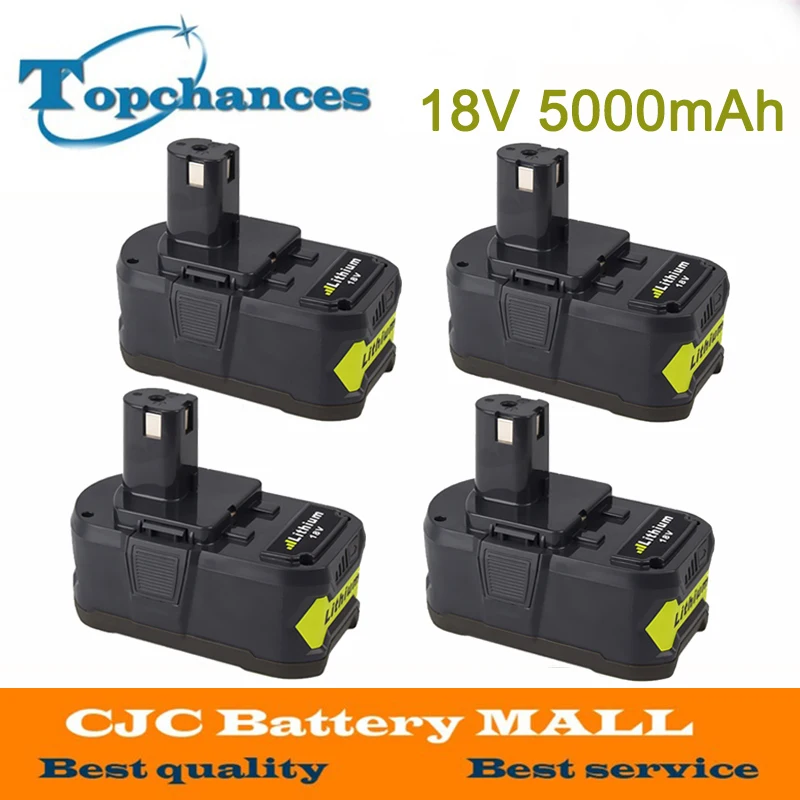 

High Quality 4PCS 18V 5000mAh 5.0Ah Li-Ion Rechargeable Battery For Ryobi P108 RB18L40 P107 P104 For ONE+ BIW180