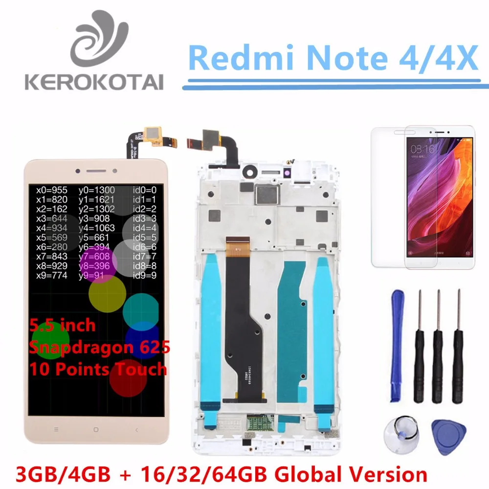 For Xiaomi Redmi Note 4X Global Version Snapdragon 625 LCD Display Touch Screen Digitizer Redmi Note 4X LCD Assembly With Frame