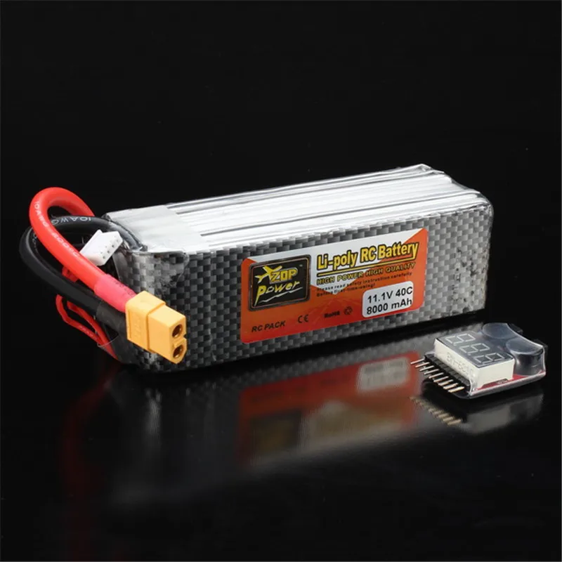 

Rechargeable Lipo Battery ZOP Power 11.1V 8000mAh 3S 40C Lipo Battery XT60 Plug With Battery Alarm