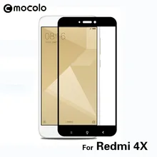 2pcs/lot Mocolo Xiaomi Redmi 4X glass tempered Redmi 4X screen protector film full cover black white redmi 4 x tempered glass