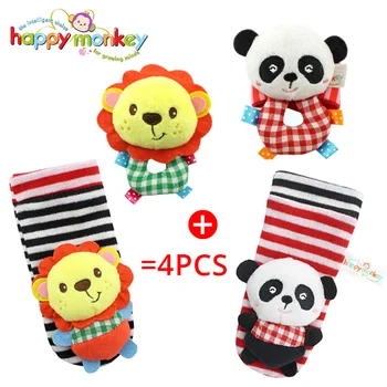 

Happy Monkey Wrist and Socks Rattle Foot Finder Set Baby Lovely Animal bebe Infant Educational Toys Christmas Gift for Children