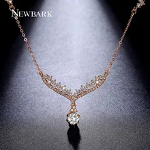 NEWBARK Angel Wing Necklaces & Pendants Rose Gold Plated With Charm AAA Cubic Zirconia Paved Women Jewelry Collares Gift