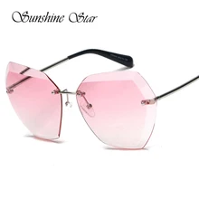 Sunshine Star New Fashion Rimless Pink Sunglasses Women Brand Designer Clear Pink Brown Unique Eyewear Oculos Gafas de sol 400UV Sunshine Star New Fashion Rimless Pink Sunglasses Women Brand Designer Clear Pink Brown Unique Eyewear Oculos Gafas de sol 400UV