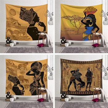 

Africian Girl Pattern Camping mat Traveling Wall Hanging Extra long 150*200cm Tapestry Boho Decor Sleeing pad Tapestry