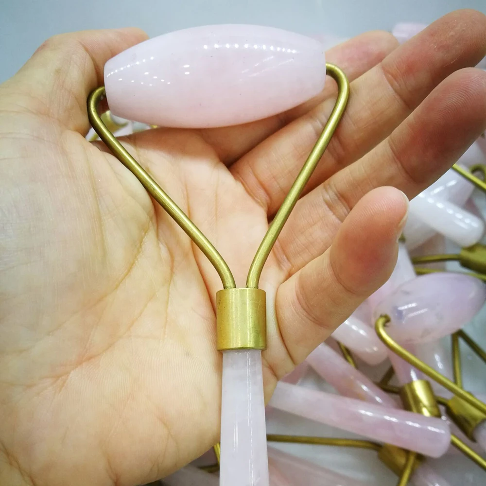 100 Natural Rose Quartz Crystal Healthy Healing Long Hot stone massage