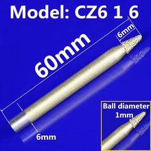 Модель CZ6-1-6, 1 шт., ЧПУ алмазный камень Гравировальный Бит для мрамора, bluestone и песчаника, со скошенным шариковым наконечником Нижняя коническая форма резак