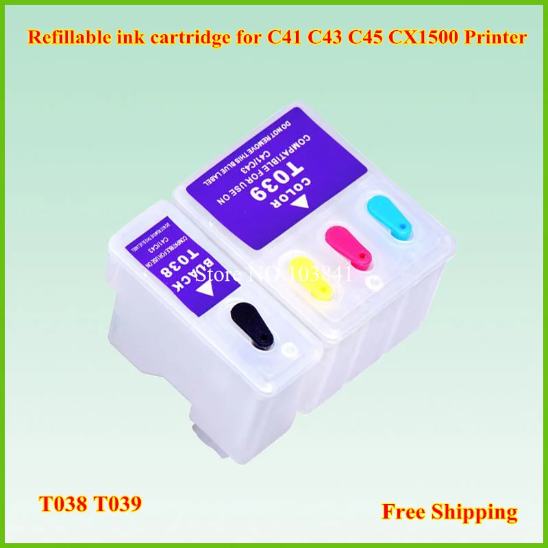 2 шт./компл. T038 T039 пустой многоразовый картридж с чипом для принтера EPSON STYLUS C41 C43 C45